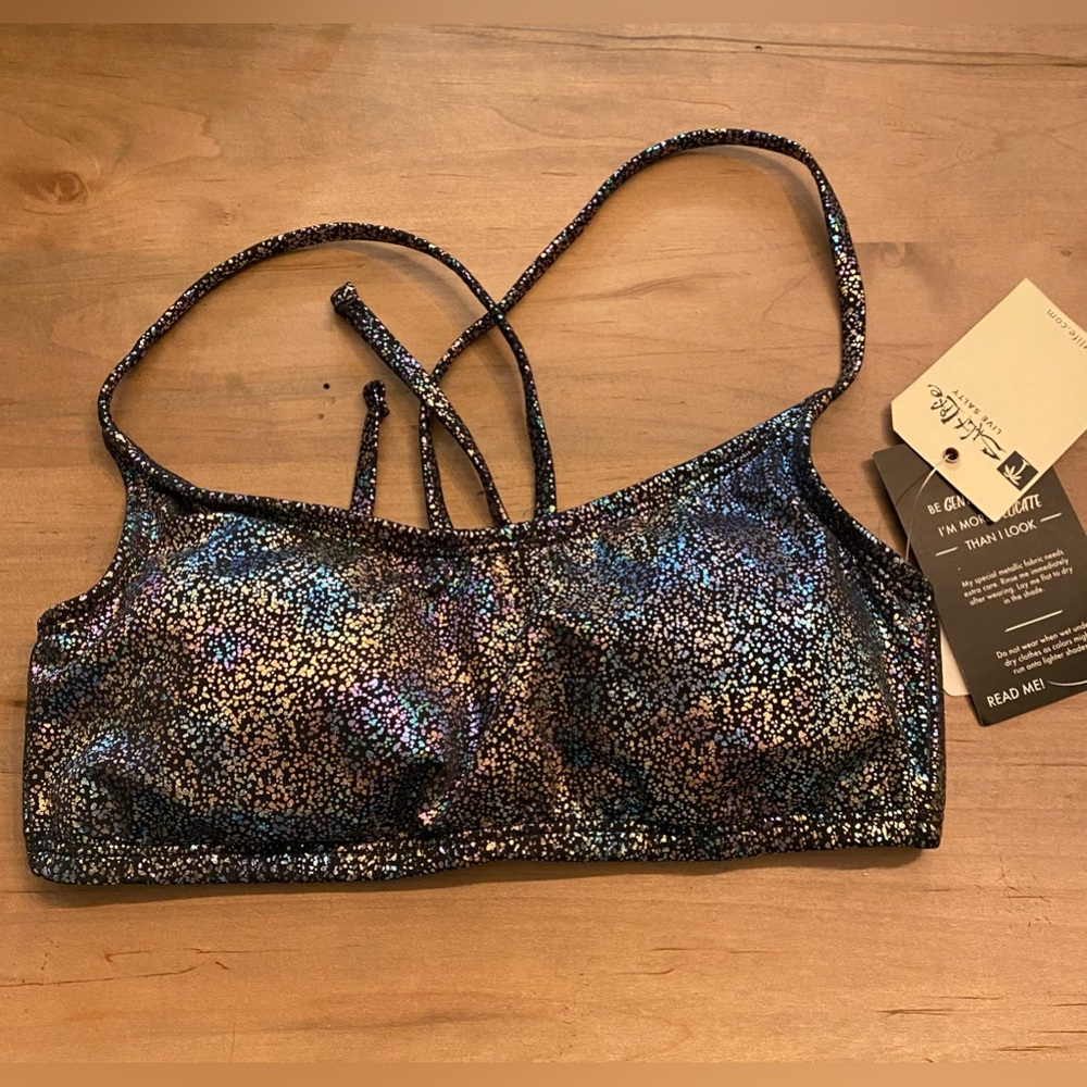 Salt Life Bikini Top Swim Suit Iridescent / Black NWT